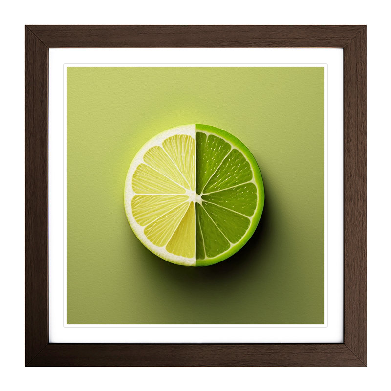 Lime Fruit Minimalism - Framed Print, Walnut