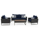 Milo 4 Piece Rattan Sunbrella Sofa Set with Cushions