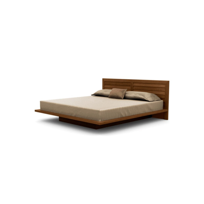 Lit plateforme tapissier en bois massif Moduluxe, Très grand, Cerise brune