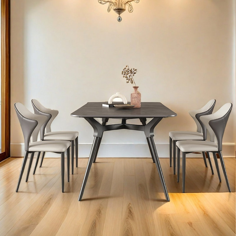 Ensemble de chaises de table chic en acier au carbone fritté, H 29,52 po x L 78,74 po x l 35,43 po