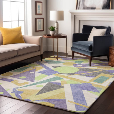 Premium Machine Washable Mehara AMF1693 Geometric Rug