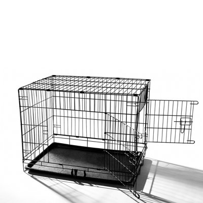Foldable Metal Dog Cage with Plastic Tray