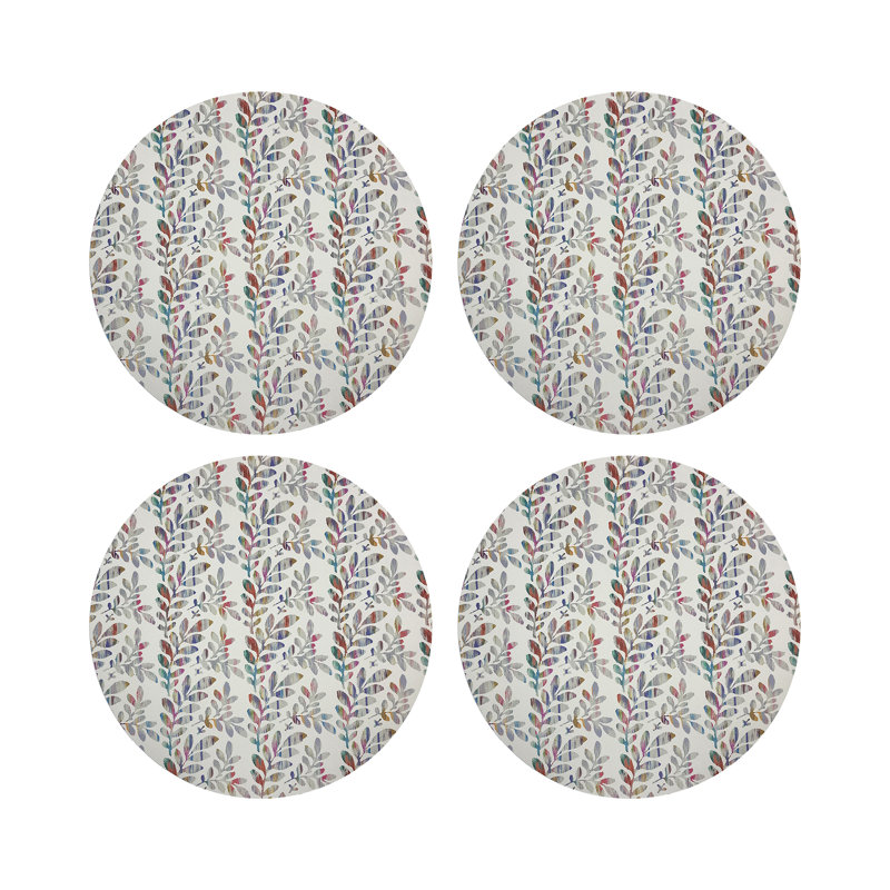 Tuileries Pebble 16" Vinyl Placemat, Gray/Orange
