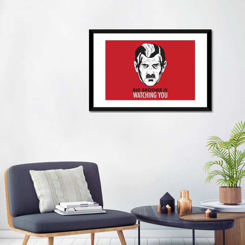 Le big-frère politique surveille votre 1984 affiche rétro sur toile, H 16 po x l 24 po x P 1 po, Papier avec cadre noir