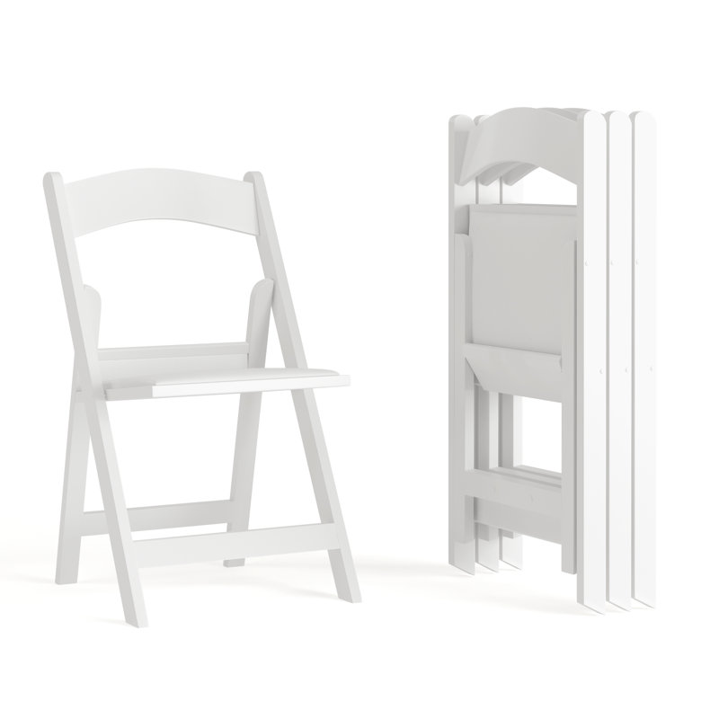 Resin Folding Chair with Vinyl Padded Seat, White 