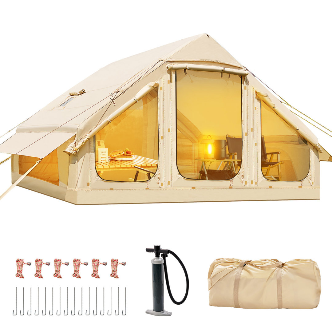 Inflatable Tent With Pump,Glamping Tents For 4-6 Person, Easy Setup 4 Season Waterproof Outdoor Tent ShangQuan WuLiu