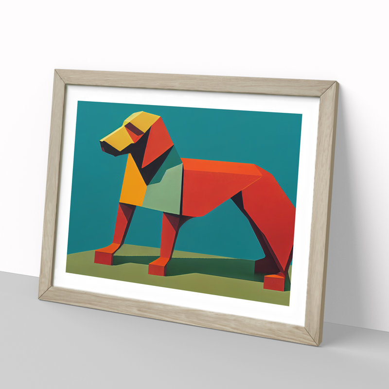 Dog Abstract Vol.1 - Single Picture Frame Painting, 46cm H x 64cm W x 2cm D, Oak