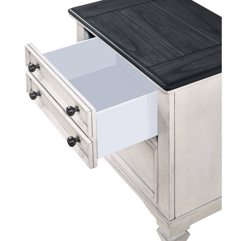 Table de chevet pour chambre à coucher à deux tons: deux tiroirs robustes et à deux tons pour la chambre à coucher: rangement fiable