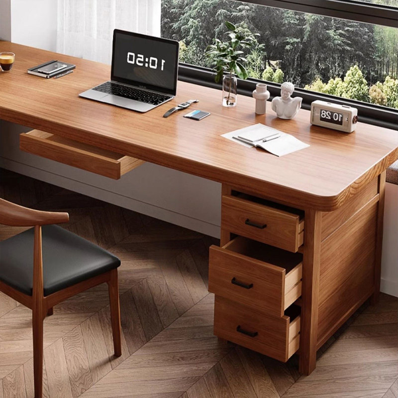 Bureau rectangulaire en L en bois massif, 29.53" H x 78.74" W x 47.24" D, Retour à gauche