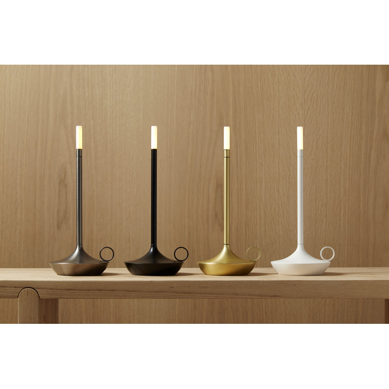Candle-Inspired Portable Rechargeable Lamp - Wick, 10.2" H x 4.7" W x 4.7" D, Graphite
