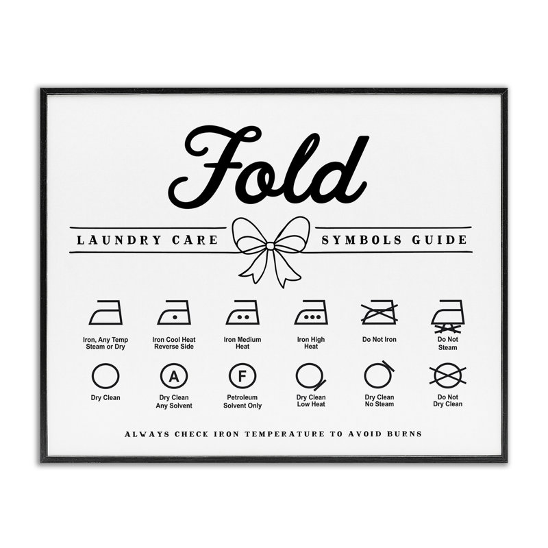 «Fold Laundry Symbols», giclée encadrée à détail de nœuds, design par lettré et doublé, Giclée encadrée noir minuit