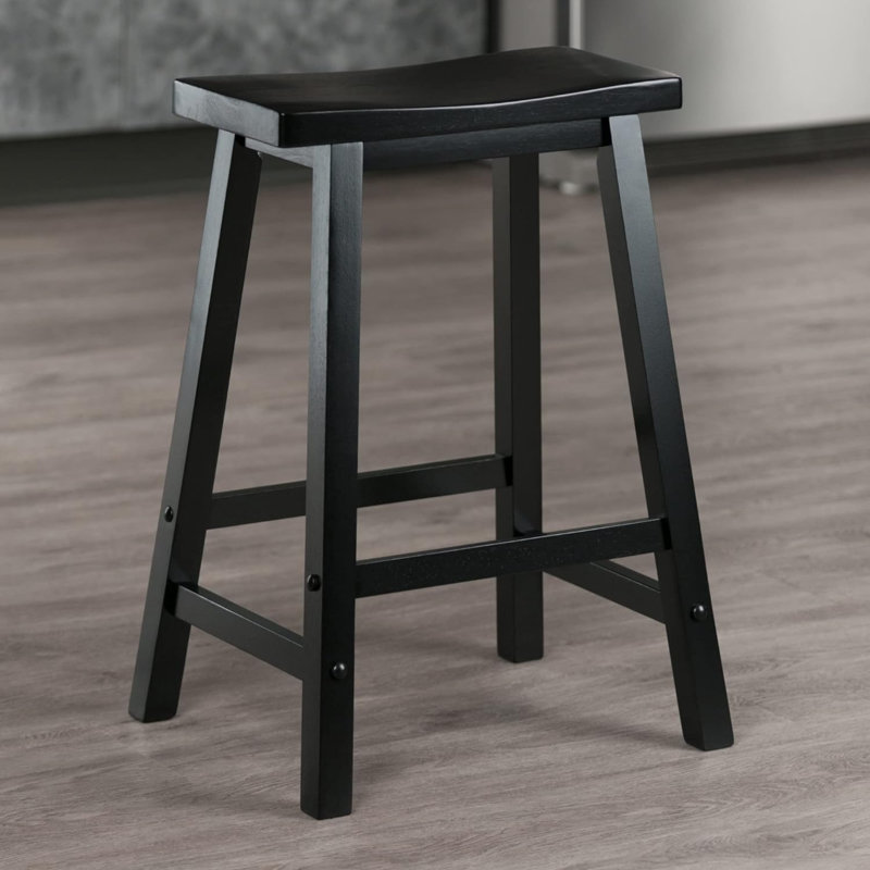 Tabouret Satori, 29 po, noyer, 24", Noir