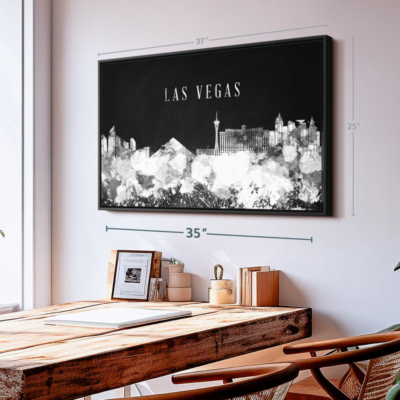 "Las Vegas noir et blanc", H 25 po x l 37 po