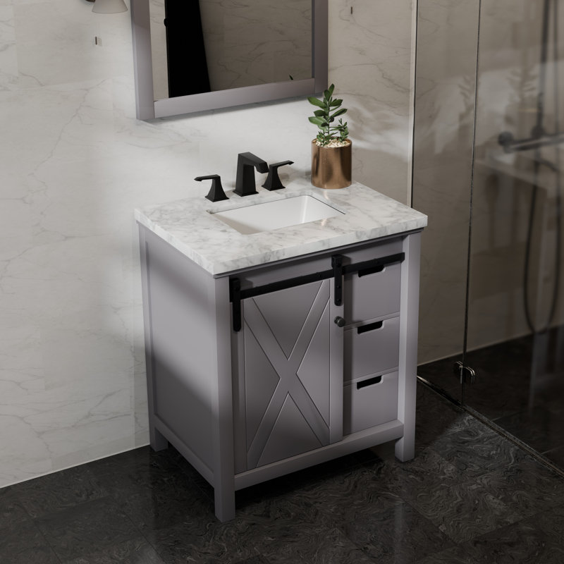 Meuble-lavabo simple l 30 po x P 22 po Marsyas, Gris foncé