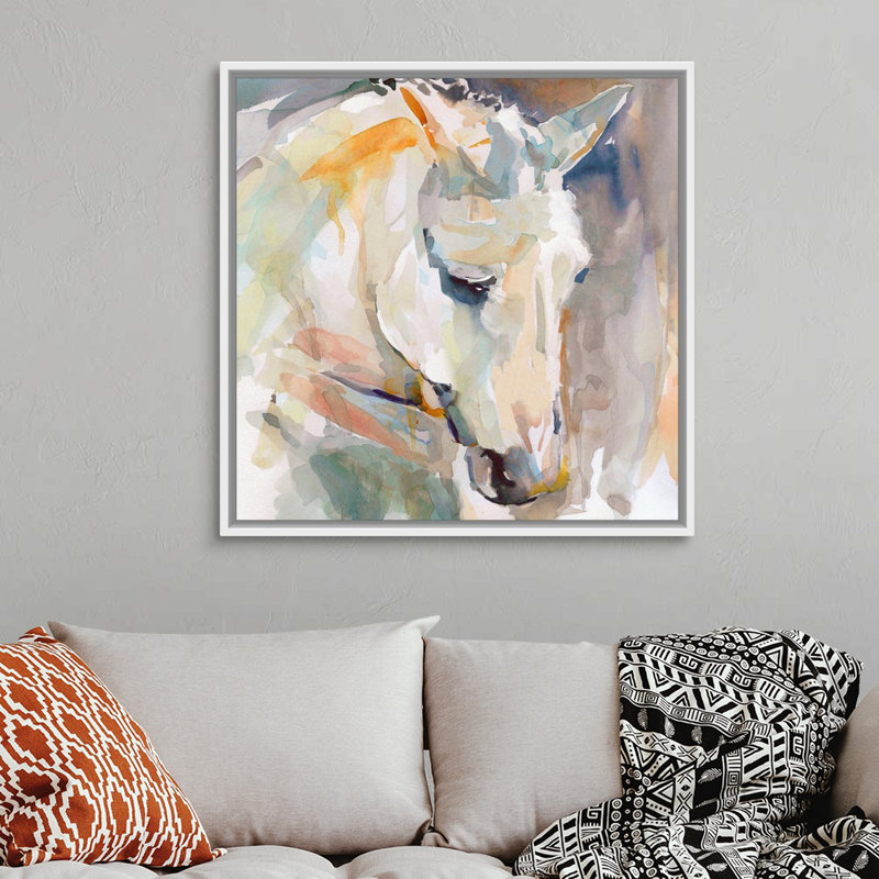 «Beautiful Contemplation», reproduction d'art sur toile, Cadre flottant blanc, H 37,7 po x l 37,7 po x P 1,75 po