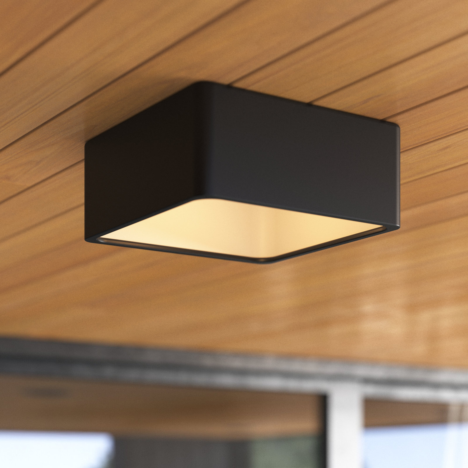 Leni Square LED Outdoor Flush Mount, Carbon Matte Black