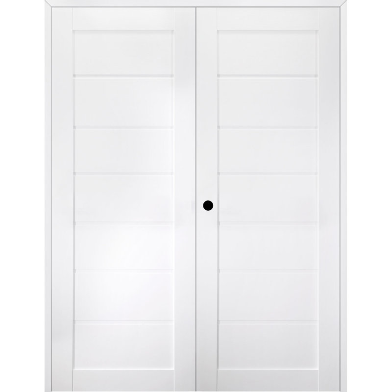 Porte intérieure pré-suspendue double Alda Active, 55,5 po x 79,37 po, Blanc noble, Droite