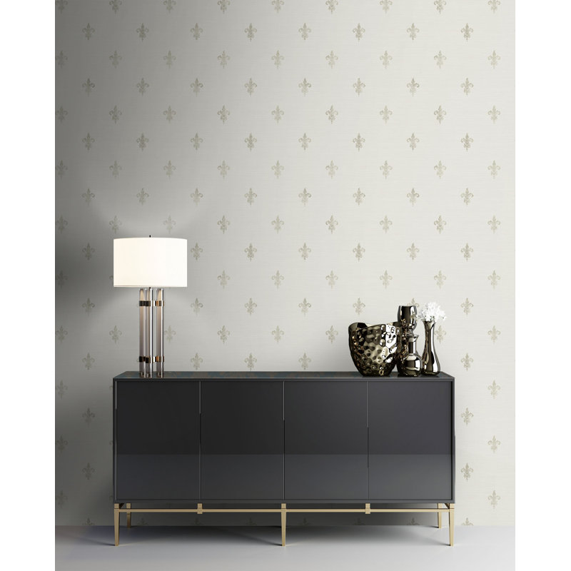 Rouleau de papier peint L 33 pi x l 20,5 po Mchale French Lily, Gris clair