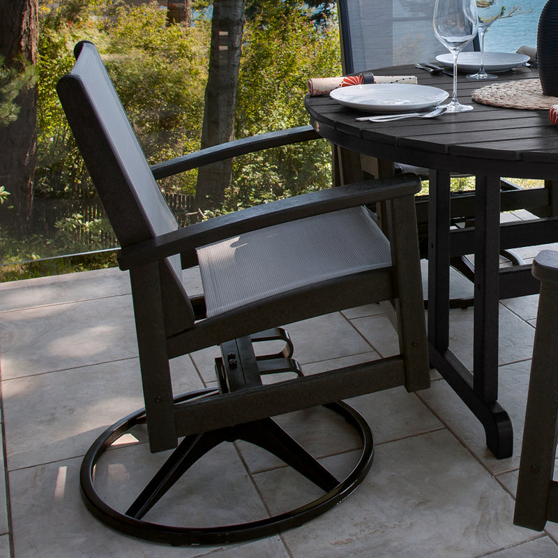 Chaise berçante pivotante POLYWOOD Coastal, Métallique, Noir texturé / noir