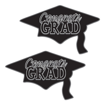 Beistle - 22¼ po x 36¾ po - Noir - Congrats Grad Cutouts - 12 pièces