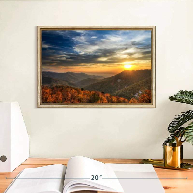 Shenandoah Sundown, Cadre flottant en bois naturel, 13 po x 9 po