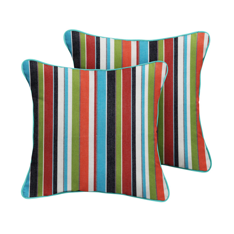 Housse et insert de coussin d'extérieur Kerrey, Carrousel à rayures confettis Sunbrella®, 16 po x 1 po