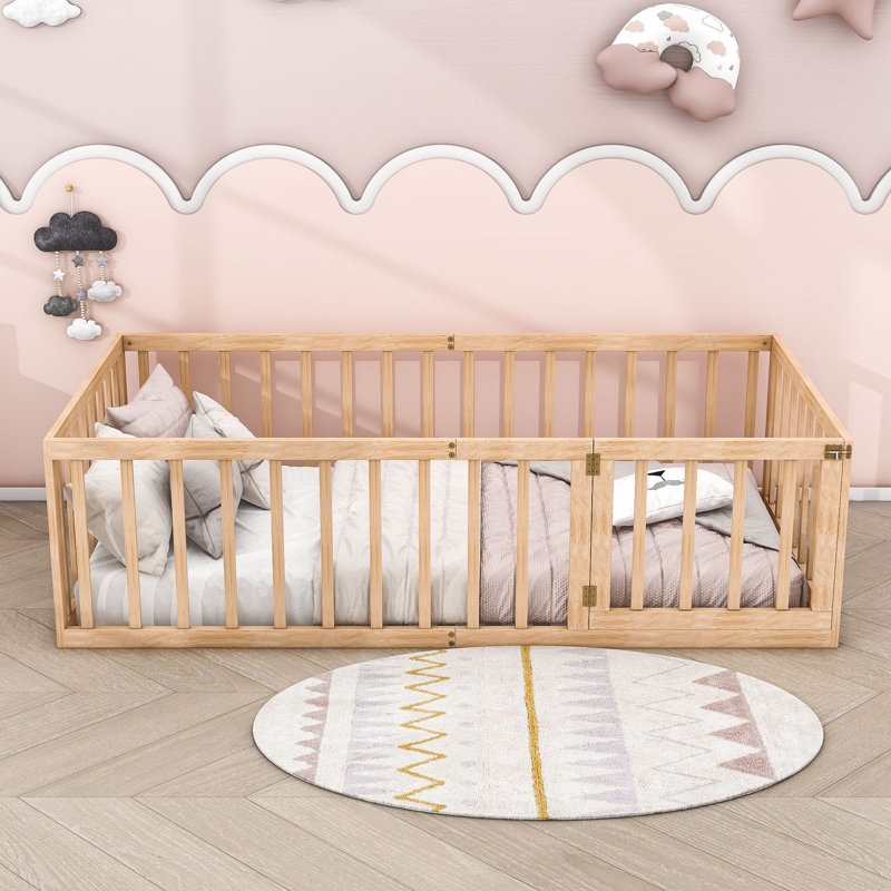 Guerriero Wooden Daybed Frame with Fence, Natural, Twin