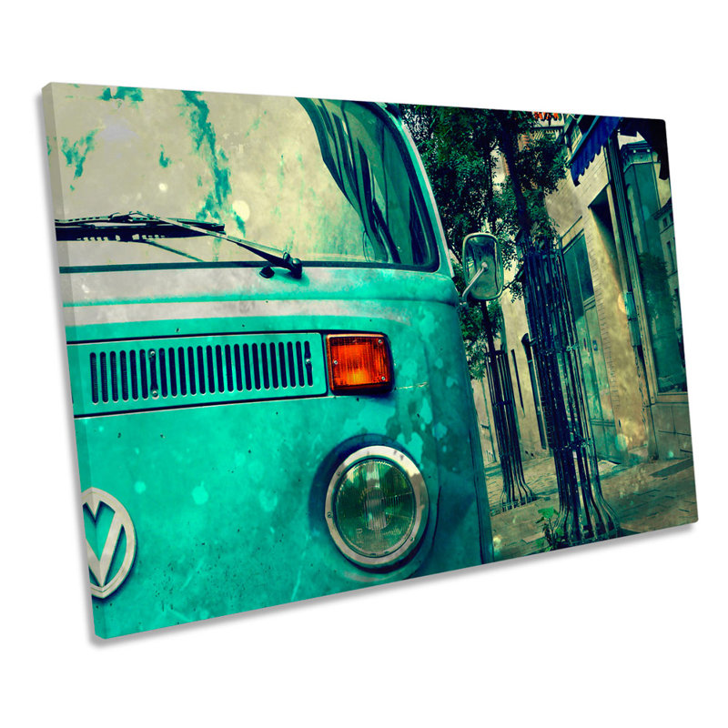 Vintage VW Camper Van - Wrapped Canvas Print, 30.5cm H x 45.7cm W x 2cm D