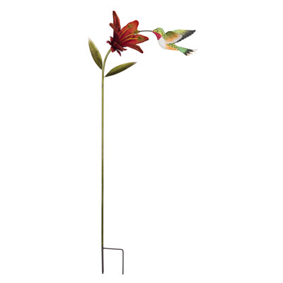 Hummingbird Flower Metal Garden Stake