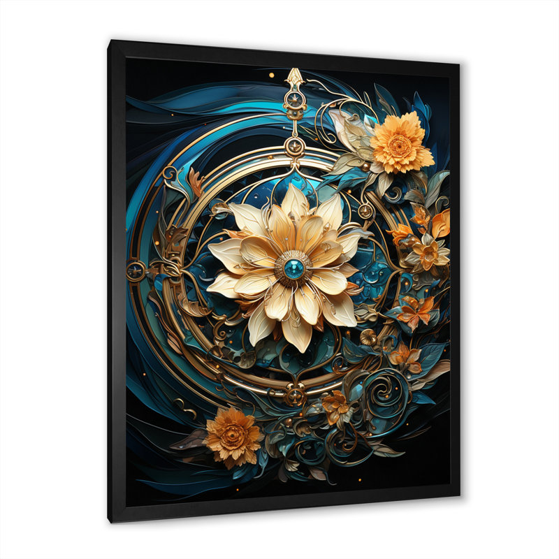 «Jeet Asian Art Mandalas Of Enlightment I», reproduction sur toile, H 32 po x l 16 po x P 1 po, Cadre photo noir