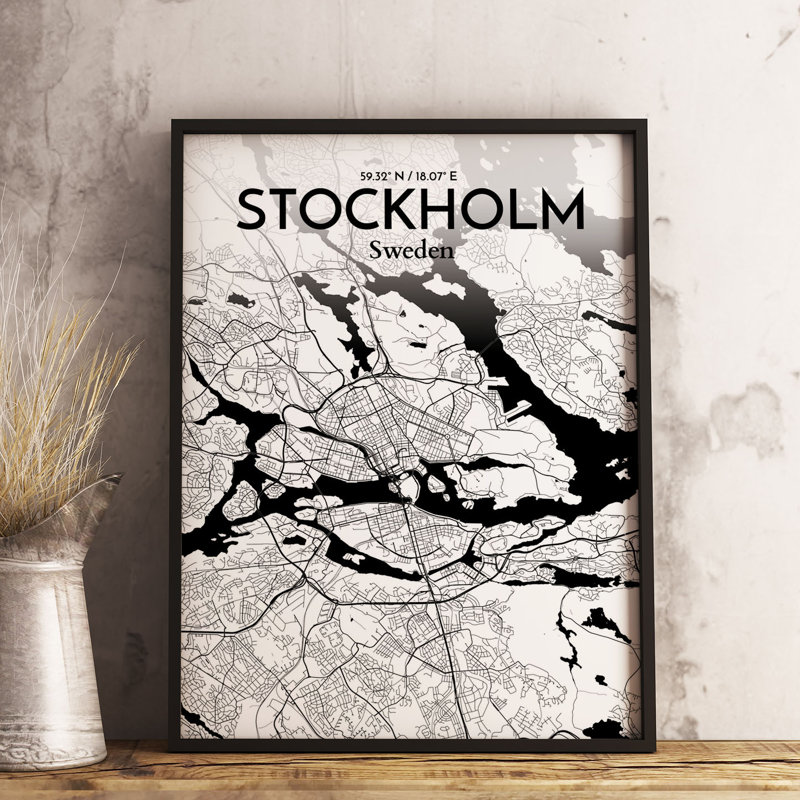 Stockholm City Map - No Frame Print, 85 cm H x 45.7 cm W x 0.1 cm D