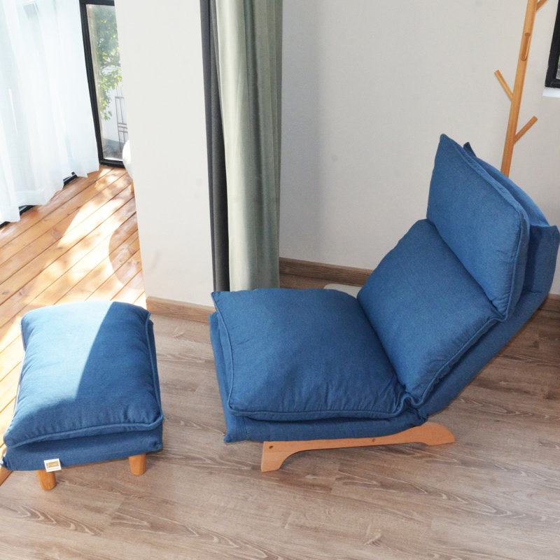 Chaise de loisir rembourrée Damaryon, Polyester bleu foncé