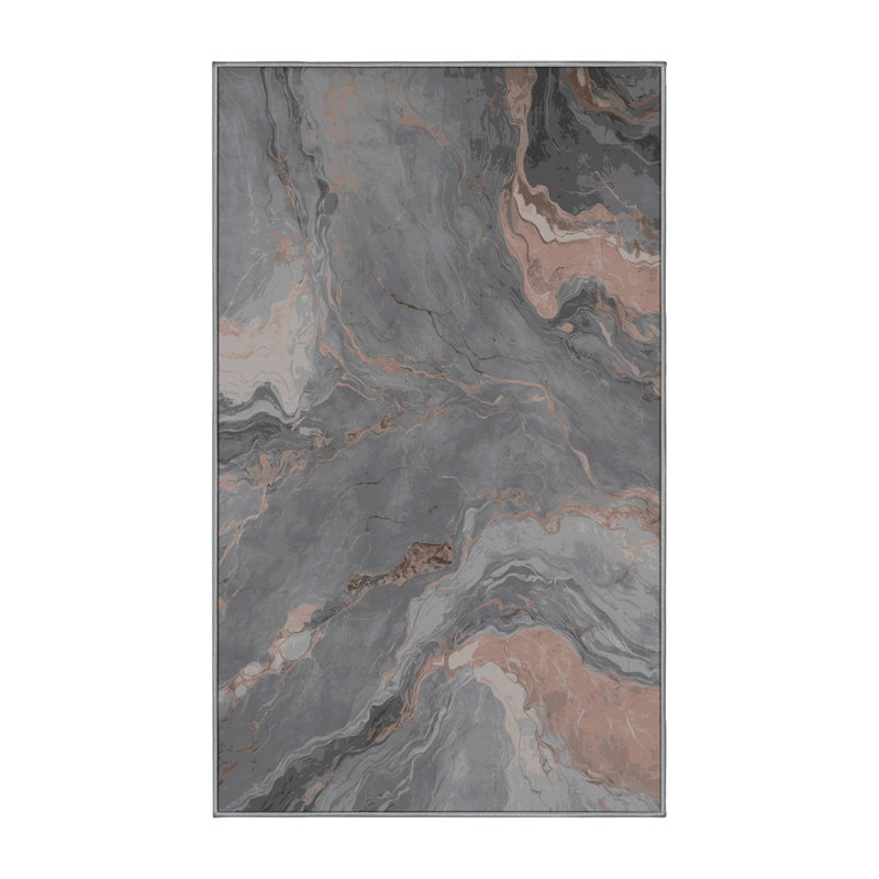 Machine Washable Gray Area Rug, Rectangle 8' x 12'