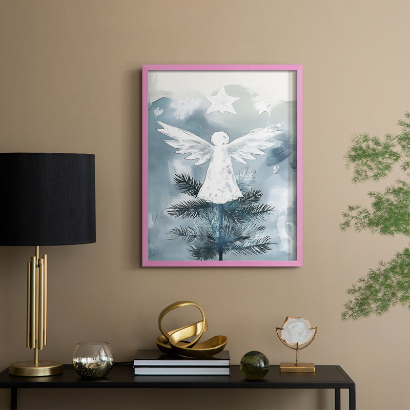 «Christmas Holiday Art», reproduction encadrée Cxxxix - bois massif, H 15 po x l 12 po, Rose
