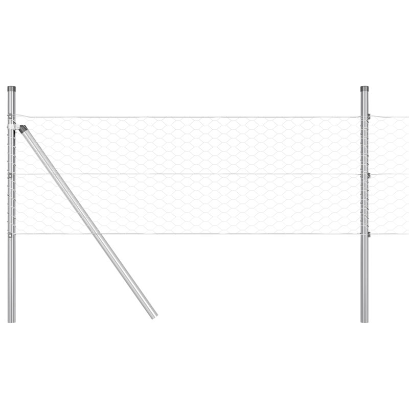 Vidaxl Hexagon Fence Galvanised Steel, 60cm H x 2500cm W, Silver
