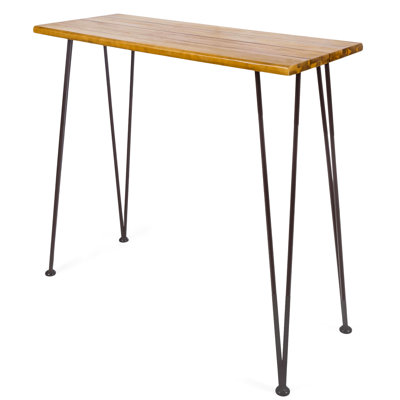 Outdoor Wood Table - With Finish And Iron Construction Industrial