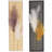 Wood Handmade 3D Pampas Stem Leaf Brown Wall Decor with Textured Backing and Beaded Frame Set