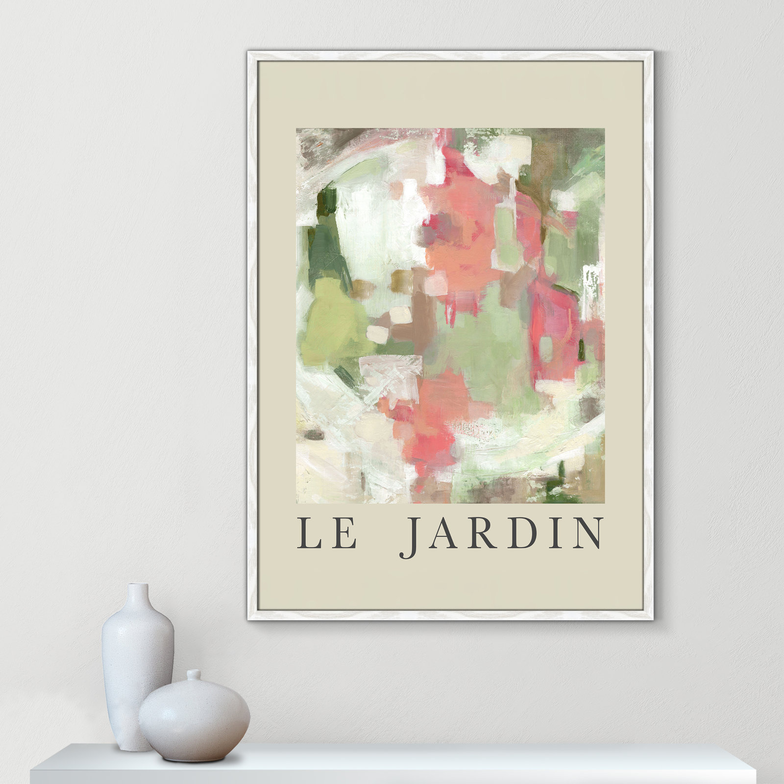 Riya "Le Jardin" Print by Carol Robinson, White Single Picture Frame, No, 41.5" H x 29.5" W x 0.75" D