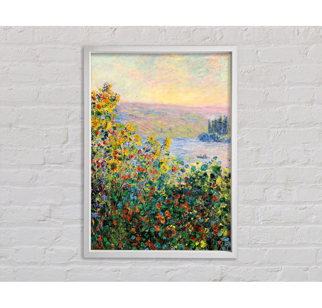 Monet Blumenbeete in Vetheuil - Einzelner Bilderrahmen Kunstdrucke auf Leinwand