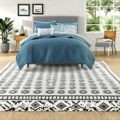 Premium Aqua Seersucker Bedding Sets Polyester Comforter For Home