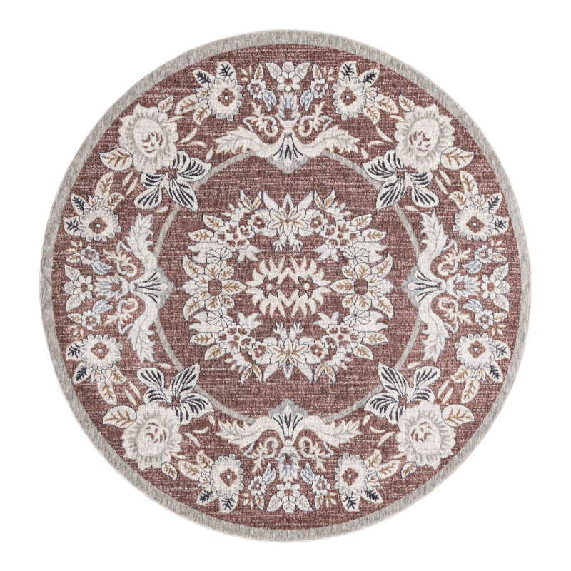 Erica Floral Indoor Rug, Round 7'