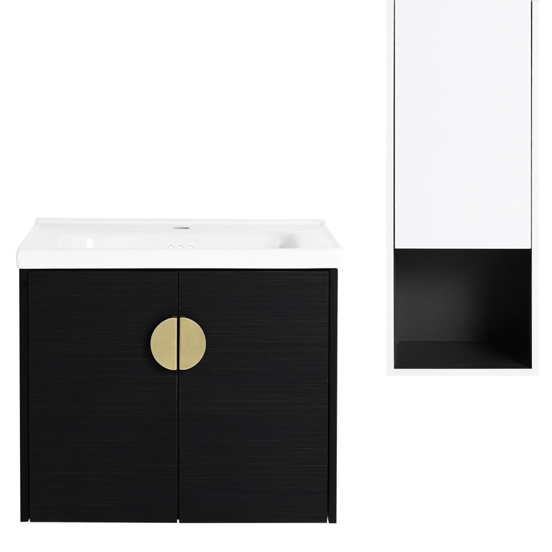 Meuble-lavabo 24 po avec lavabo et armoire latérale en céramique