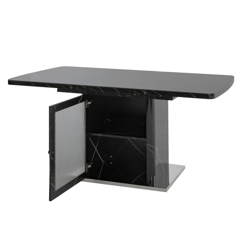 47.24"-63"Modern Rectangle Dining Table(Only Table), Black
