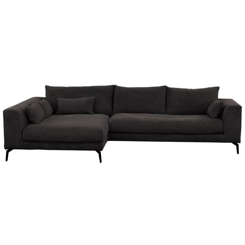 Cahoe Corner Sofa in Cord Fabric, Left Hand Facing, Dark Brown, Corduroy