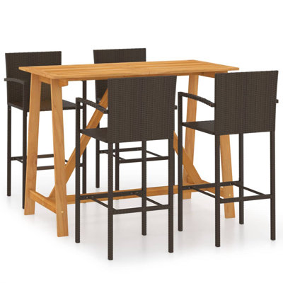 Kristmundur 4 - Person Acacia Patio Dining Set with Rectangular Table