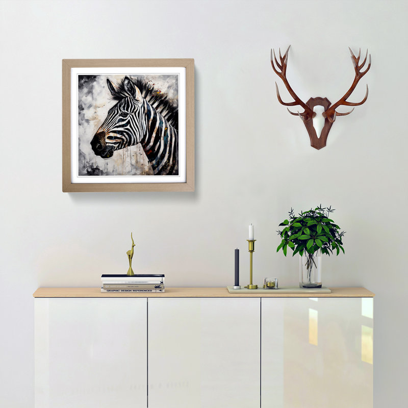 Zebra Expressionism - Framed Print, Oak Framed