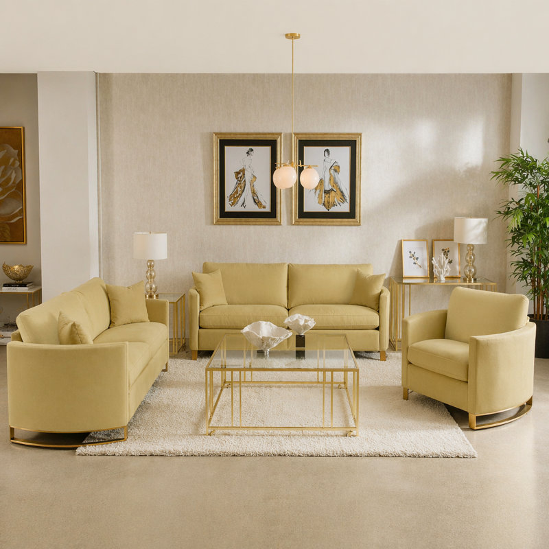 Whittier Camel 3-piece Upholstered Sofa Set