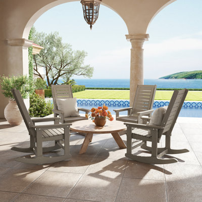 (Set Of 4) Oversized Modern Adirondack Rocking Chair For Indoor/Outdoor Use
