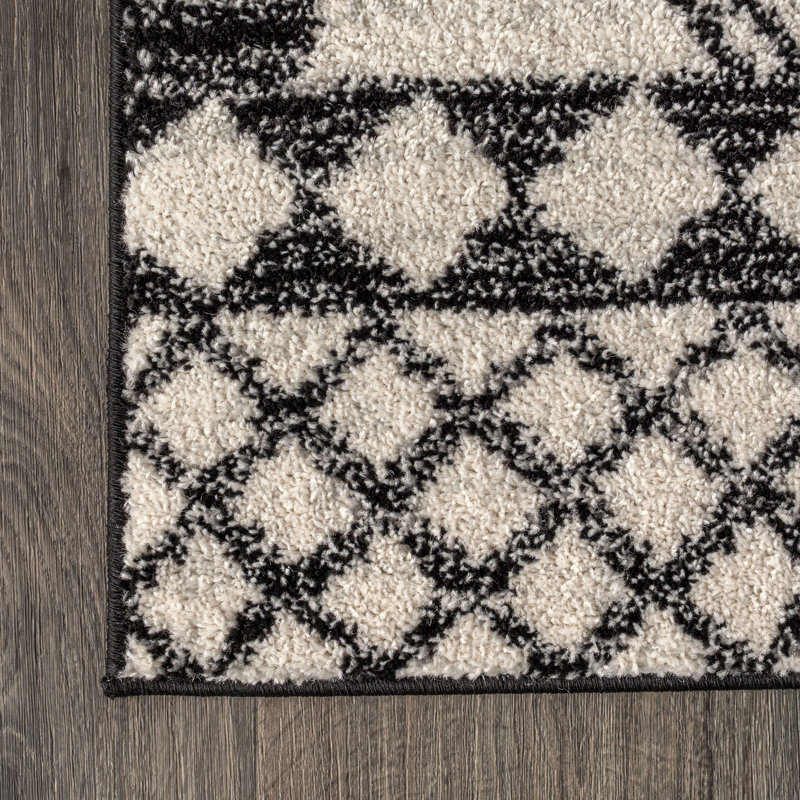 Tapis crème / noir Amir Moroccan Beni Souk, Rectangle 4 pi x 6 pi