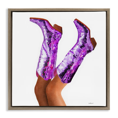 Purple Glam Cowgirl Boots Floating Frame, design by Amanda Greenwood